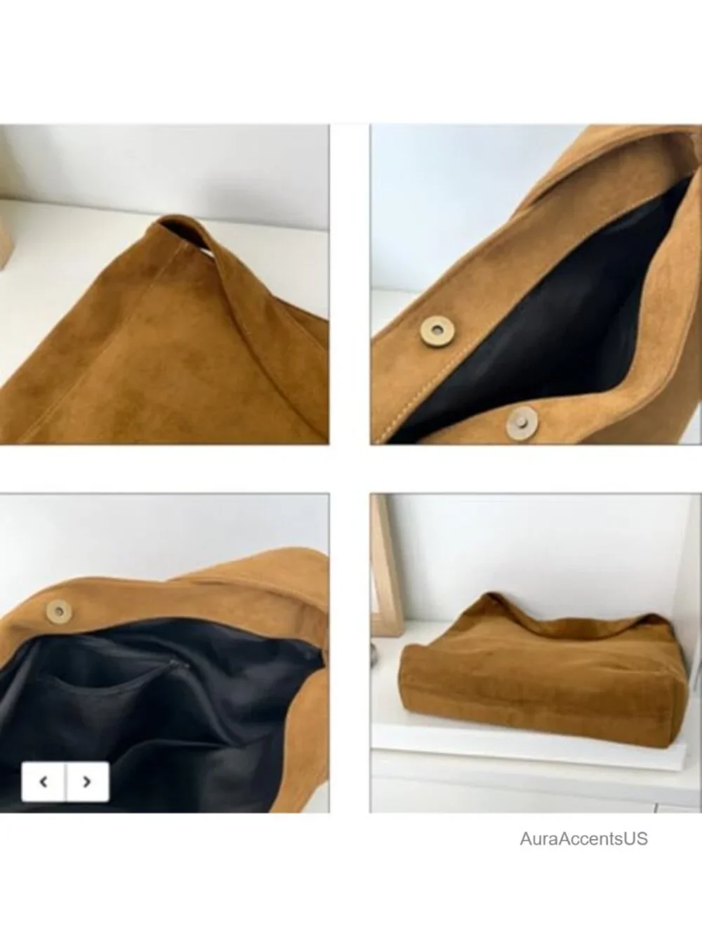 Faux Suede Hobo Bag Slouchy Shoulder Crossbody Purse Tote Handbag